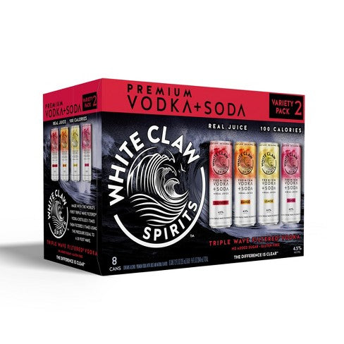 White Claw Vodka Soda 8pk from Sip N Burn Liquors, refreshing hard seltzer with a blend of vodka and soda, perfect for any occasion.