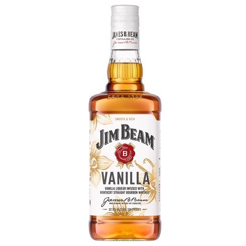 Jim Beam Vanilla Bourbon Whiskey Flavored 750ml Bottle available at Sip N Burn Liquors, perfect for cocktails and sipping.