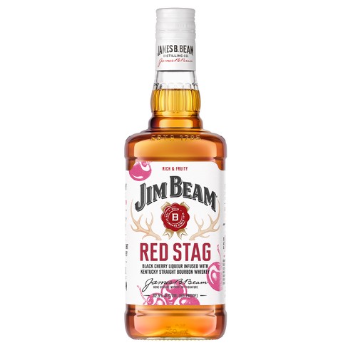 Jim Beam Red Stag Black Cherry Bourbon Whiskey 750ml available at Sip N Burn Liquors, featuring a rich black cherry flavor and a smooth finish for bourbon enthusiasts.