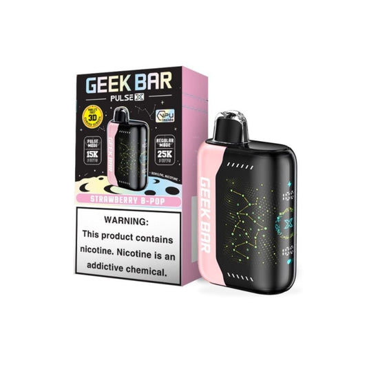 GEEK BAR PULSE X 25KPF strawberry ice disposable vape from Sip N Burn Liquors, featuring a refreshing strawberry flavor with a cooling ice finish, perfect for on-the-go vaping.