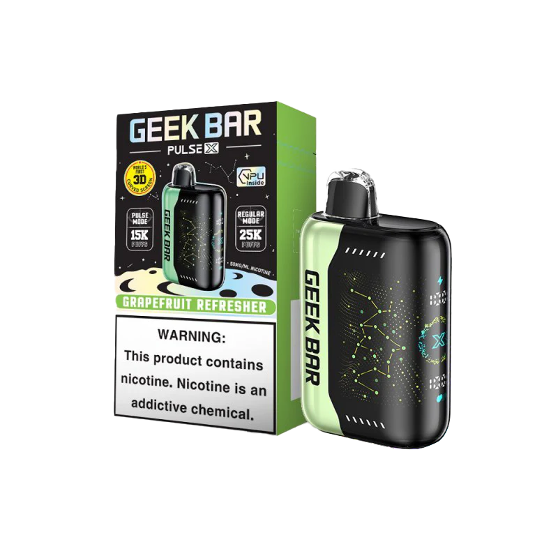 GEEK BAR PULSE X 25KPF grapefruit refresher available at Sip N Burn Liquors, featuring a vibrant grapefruit flavor in a sleek disposable vape design.