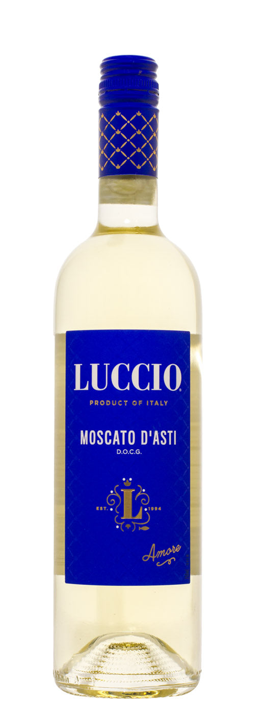 Luccio Moscato D'Asti Muscat Moscatel White Wine 750ml Bottle available at Sip N Burn Liquors, Italian sweet wine perfect for celebrations or relaxing evenings.