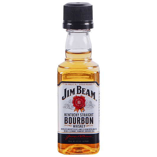 Jim Beam Kentucky Straight Bourbon Whiskey 50ml bottle available at Sip N Burn Liquors, premium quality bourbon with rich flavor, perfect for sipping or mixing.