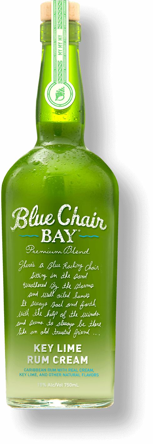 Blue Chair Bay Lime Rum bottle displayed against a vibrant backdrop at Sip N Burn Liquors, a refreshing and zesty addition to your beverages.