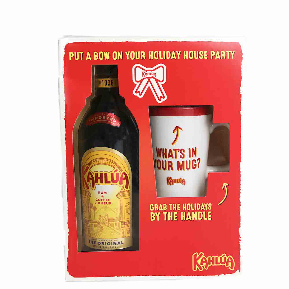 Kahlua coffee liqueur bottle with a stylish coffee mug, perfect for cozy evenings, available at Sip N Burn Liquors.