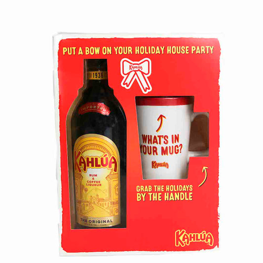 Kahlua coffee liqueur bottle with a stylish coffee mug, perfect for cozy evenings, available at Sip N Burn Liquors.