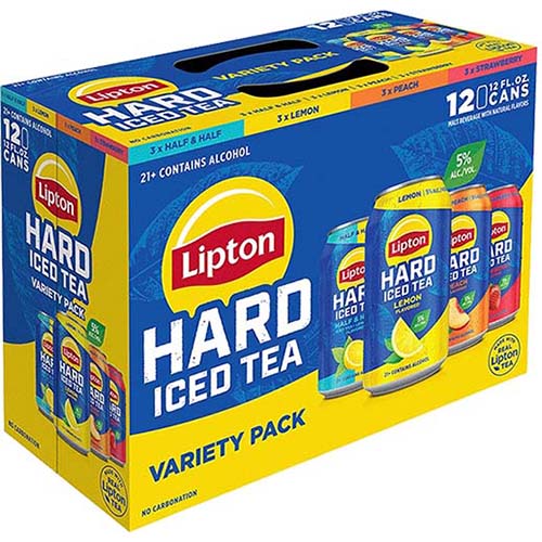 Lipton hard iced tea 12-pack available at Sip N Burn Liquors, refreshing alcoholic beverage perfect for summer gatherings.