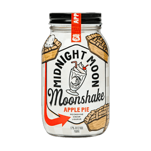 Midnight Moon Moonshake Apple Pie Cream Liqueur 750ml Jar available at Sip N Burn Liquors, perfect for cozy gatherings and festive celebrations.