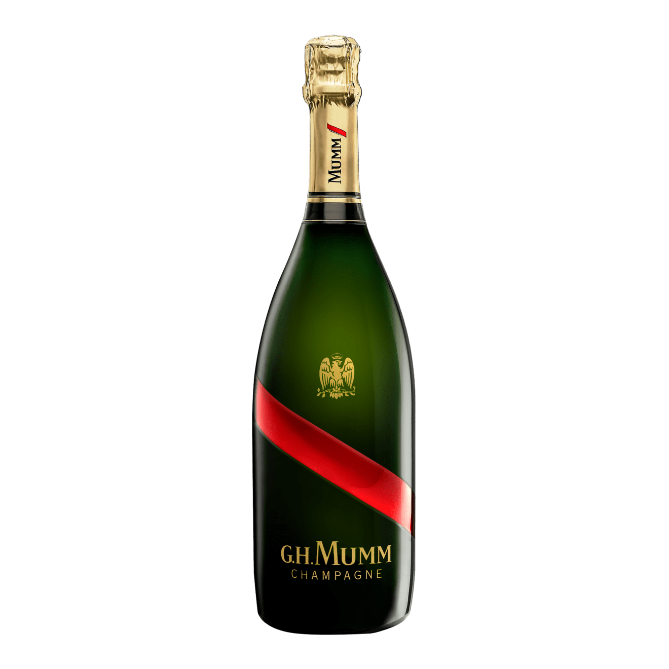 G.H. Mumm Brut Grand Cordon Champagne bottle from France available at Sip N Burn Liquors, sparkling wine for celebrations and special occasions.