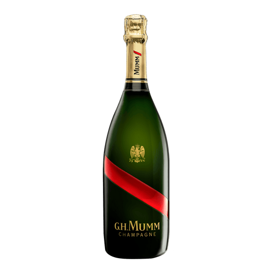 G.H. Mumm Brut Grand Cordon Champagne bottle from France available at Sip N Burn Liquors, sparkling wine for celebrations and special occasions.