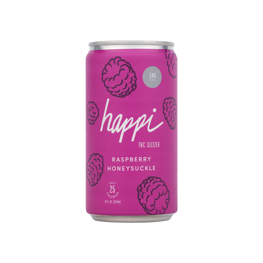 Happi Raspberry Honeysuckle infused beverage from Sip N Burn Liquors, featuring vibrant raspberry and floral honeysuckle flavors for a refreshing taste experience.