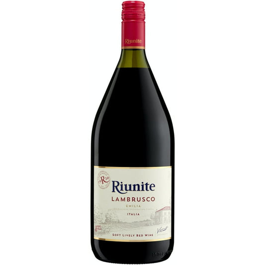 Riunite Lambrusco Red Wine 1.5l Bottle available at Sip N Burn Liquors, Italian sweet red wine perfect for casual gatherings