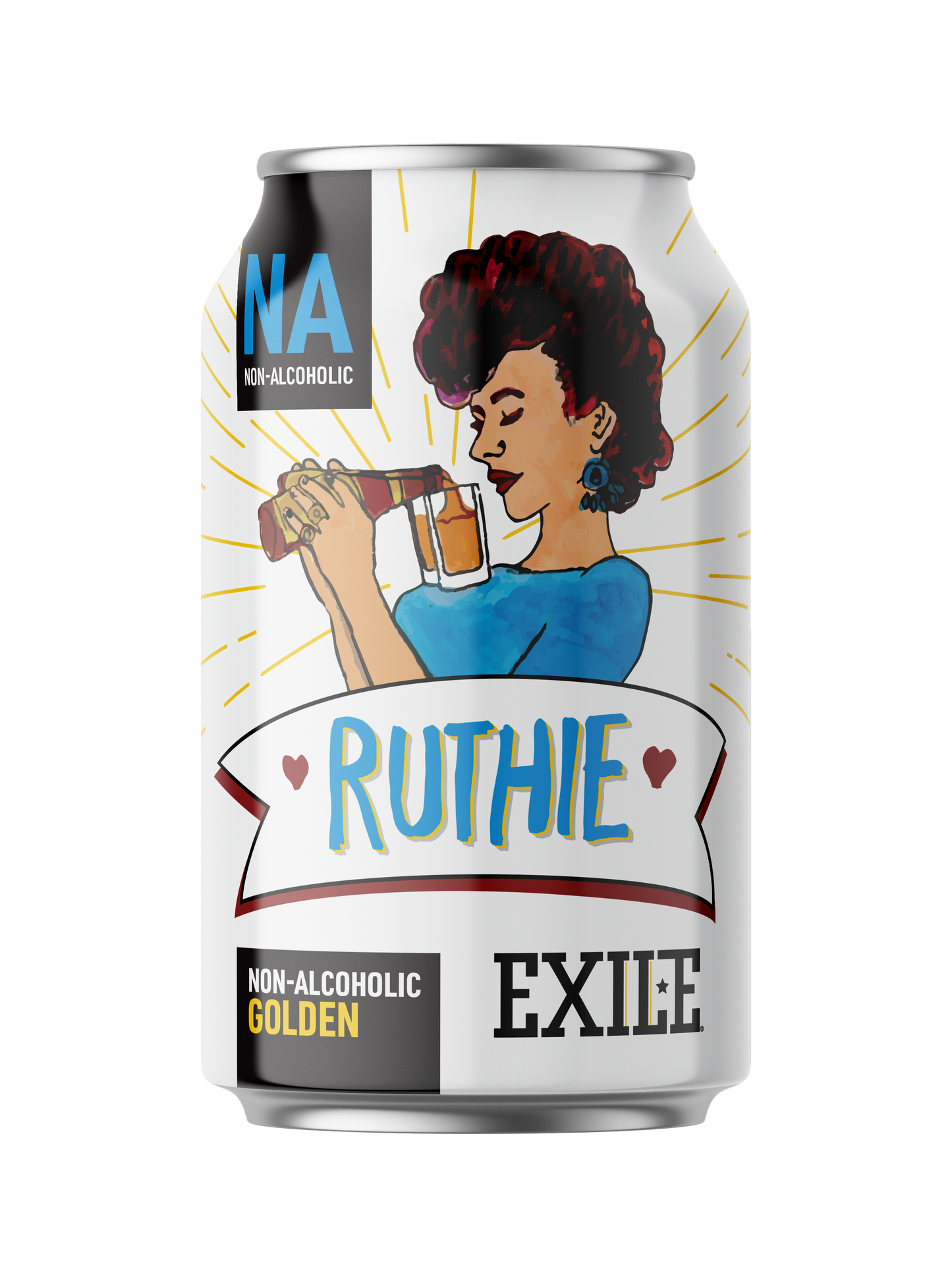 Exile NA Ruthie non-alcoholic beverage available at Sip N Burn Liquors, perfect for refreshing enjoyment without the alcohol.