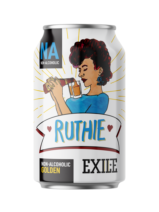 Exile NA Ruthie non-alcoholic beverage available at Sip N Burn Liquors, perfect for refreshing enjoyment without the alcohol.