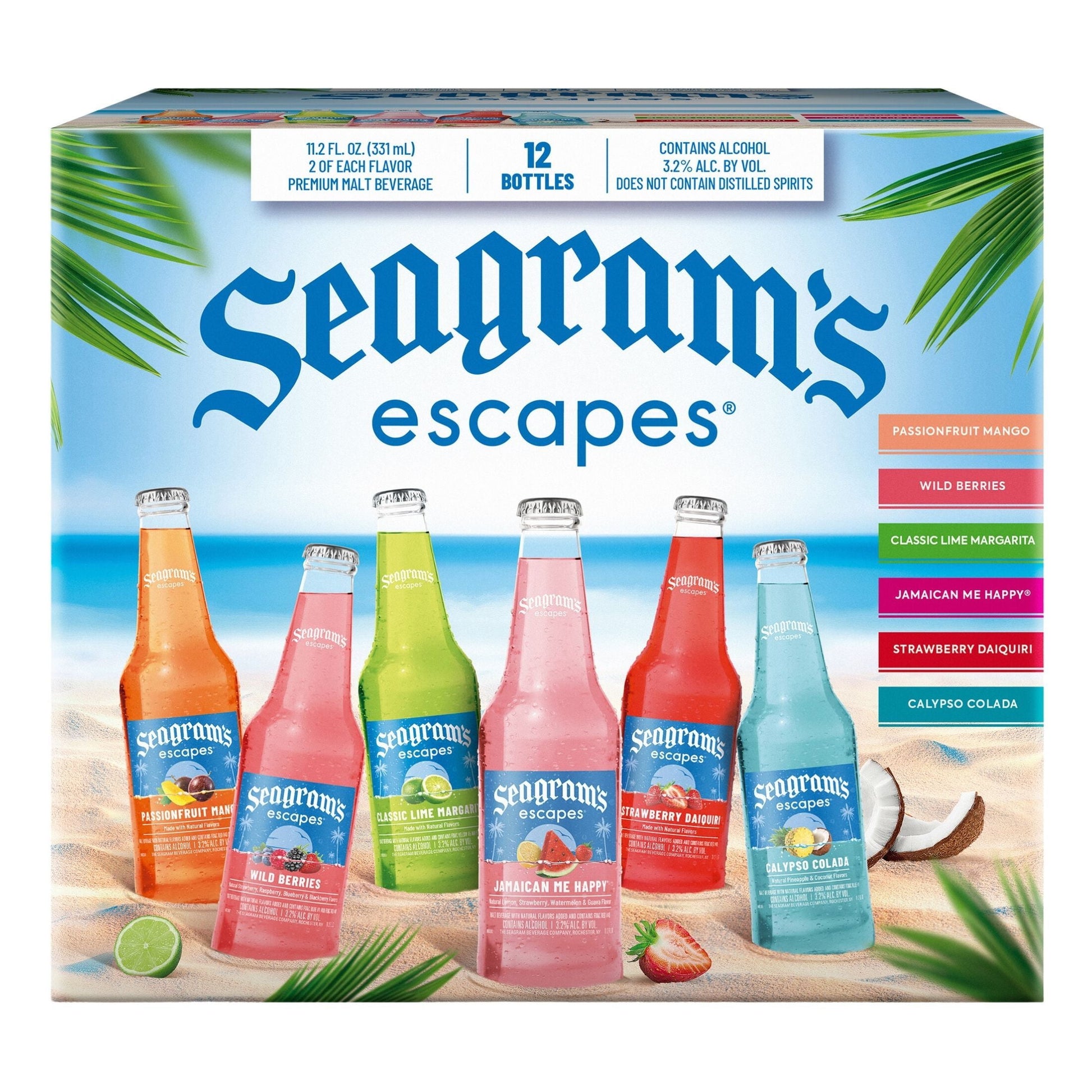 Seagram's Escapes Jamaican Me Happy Malt Liquor - 4x 11.2oz Bottles available at Sip N Burn Liquors, perfect for summer gatherings and celebrations.