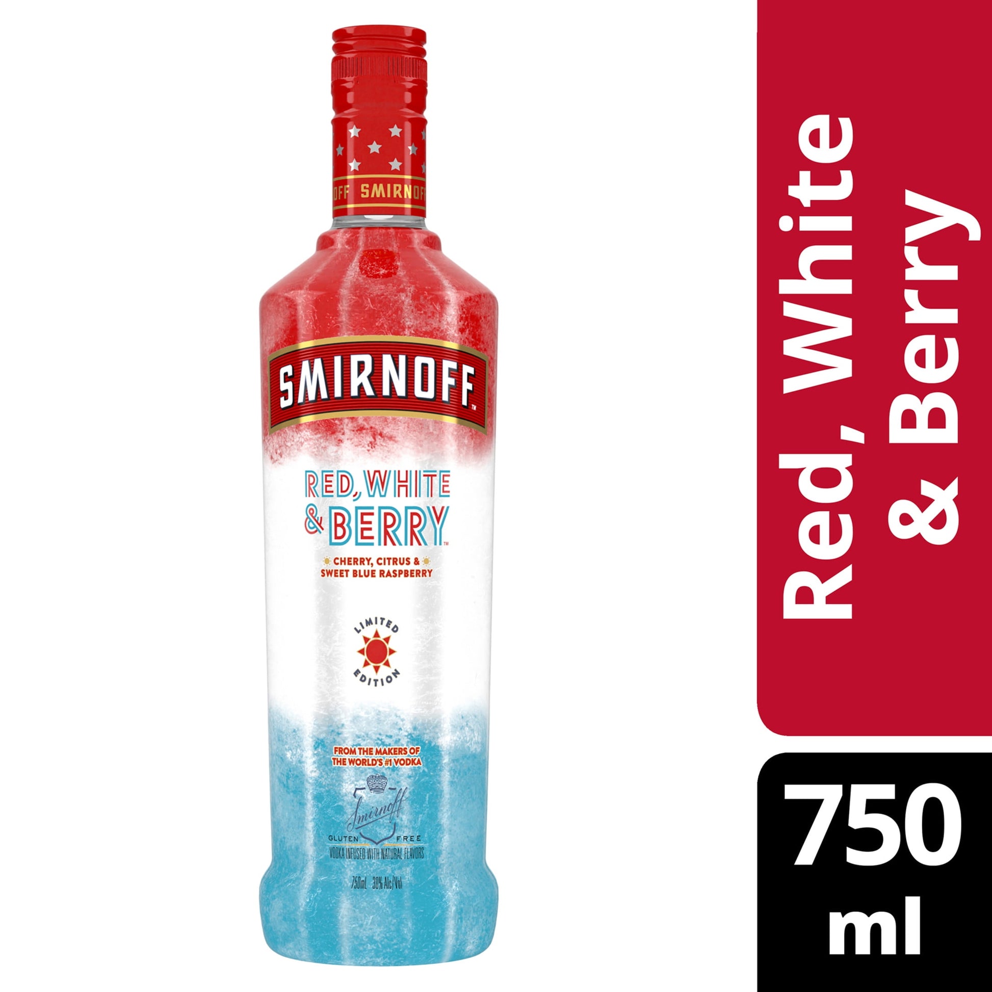 Smirnoff Red White & Berry Vodka 750ml available at Sip N Burn Liquors, celebrating summer flavors with a patriotic twist.