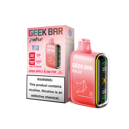 Geek Bar Sour Apple disposable vape from Sip N Burn Liquors featuring a vibrant green design and deliciously tangy sour apple flavor.