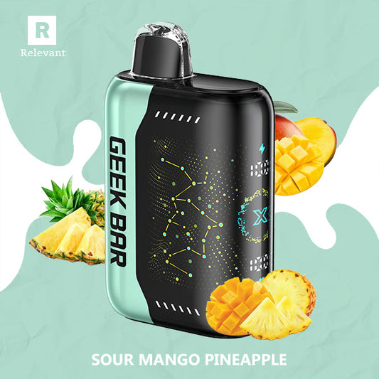 GEEK BAR PULSE X 25KPF Sour Mango Pineapple disposable vape at Sip N Burn Liquors, featuring vibrant fruity flavors for an enjoyable vaping experience.