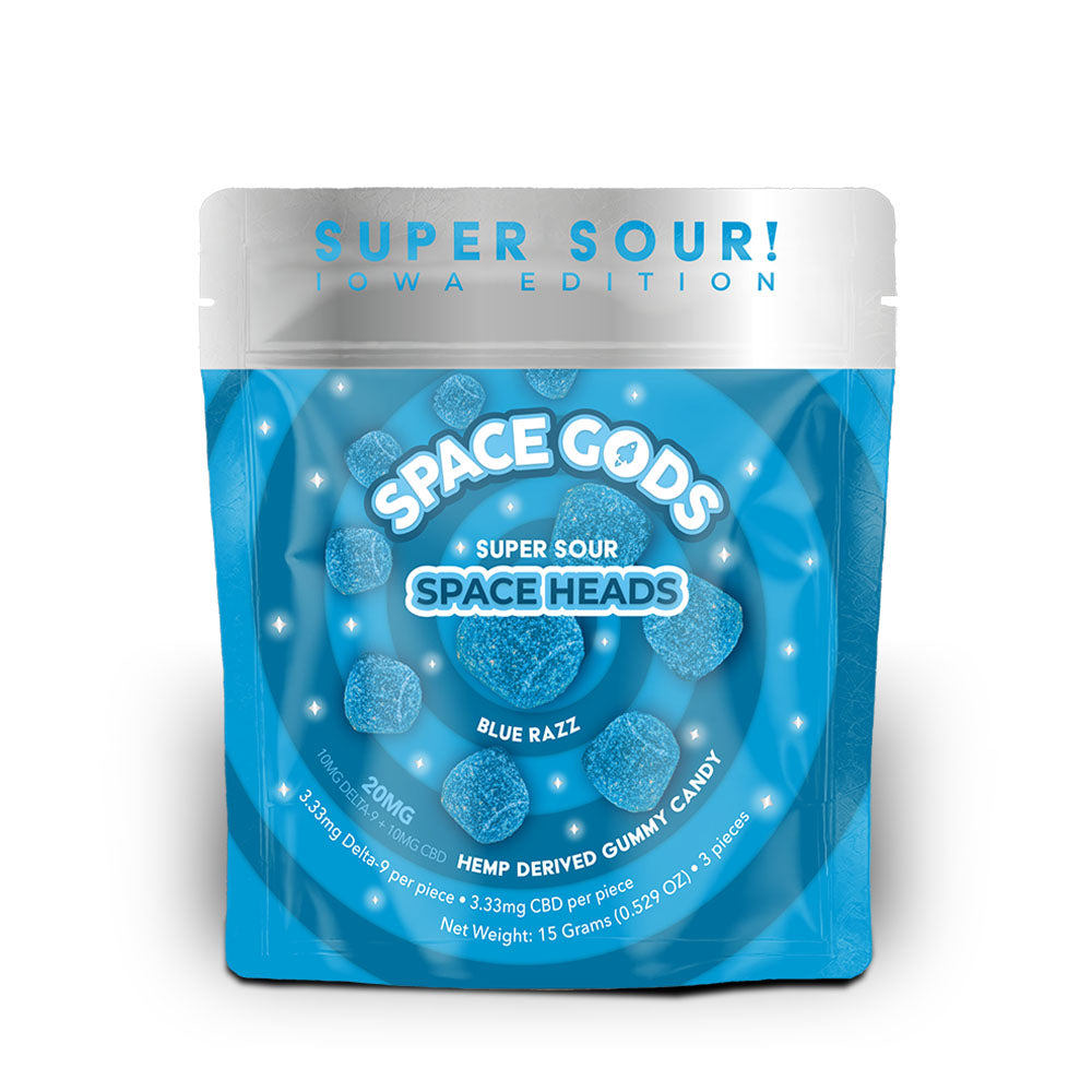 Blue Razz Super Sour by Space Gods - a vibrant, refreshing drink available at Sip N Burn Liquors, perfect for thrill-seekers and flavor enthusiasts.