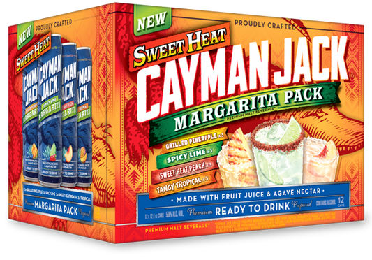 Cayman Jack Margarita Sweet Heat Mix Variety Pack 12oz available at Sip N Burn Liquors for a delicious and spicy cocktail experience.