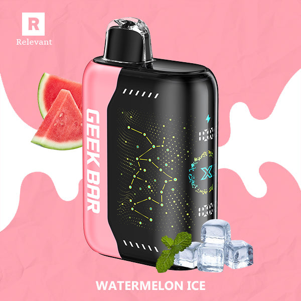 GEEK BAR PULSE X 25KPF watermelon ice vape from Sip N Burn Liquors featuring a refreshing watermelon flavor with a chilling ice sensation.