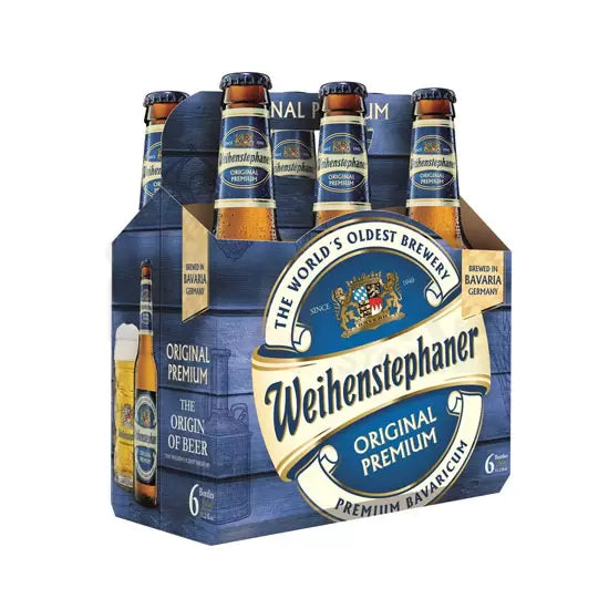 Weihenstephaner Original Lager - 6x 12oz Bottles available at Sip N Burn Liquors, premium German beer with rich flavor and crisp finish.