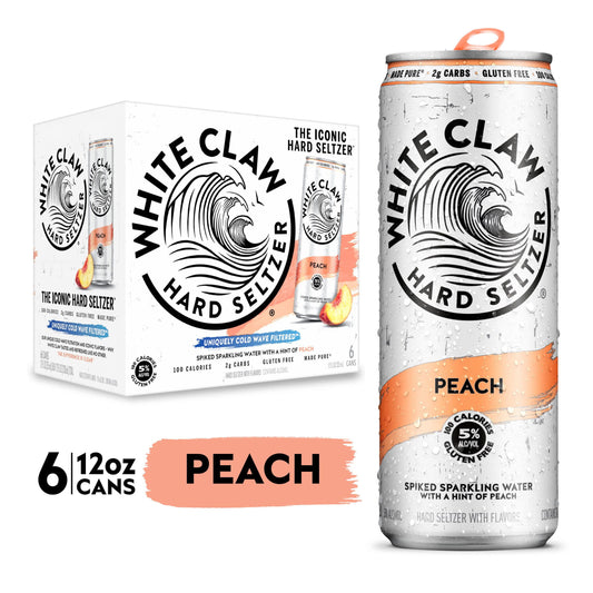 White Claw Peach 12oz Cans - Refreshing Hard Seltzer at Sip N Burn Liquors