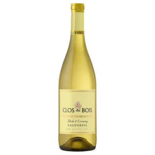 Clos Du Bois Buttery Chardonnay Rich & Creamy 750ml bottle available at Sip N Burn Liquors, showcasing a smooth and luxurious flavor profile perfect for wine enthusiasts.