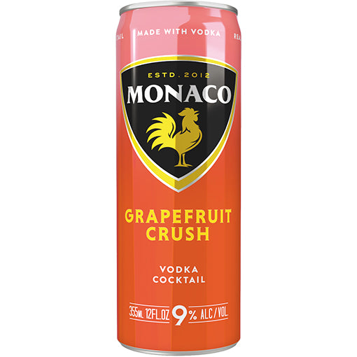 Monaco 12oz Grapefruit Crush beverage available at Sip N Burn Liquors, featuring a refreshing grapefruit flavor in a convenient can.