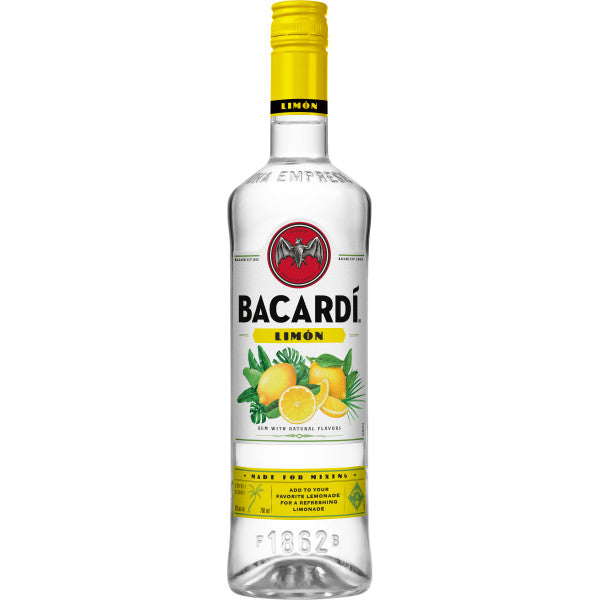 Bacardi Limon Rum 750ml bottle available at Sip N Burn Liquors, perfect for refreshing cocktails and summer drinks.