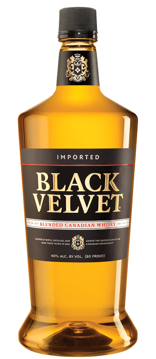 Black Velvet Canadian Whisky 1.75L bottle available at Sip N Burn Liquors, premium Canadian whisky with a smooth finish.