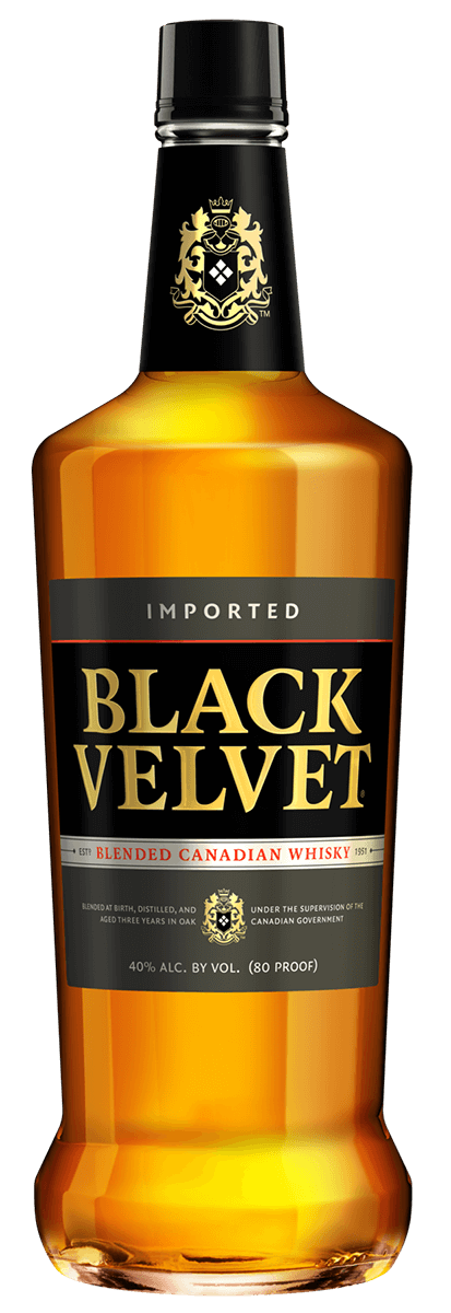 Black Velvet Canadian Whiskey 1L bottle available at Sip N Burn Liquors, perfect for cocktails and sipping.