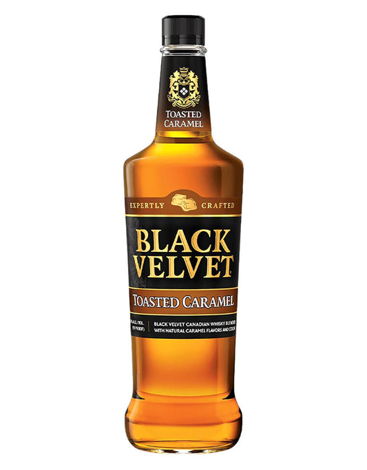 Black Velvet Toasted Caramel Canadian Whisky 750ml Bottle available at Sip N Burn Liquors, featuring a smooth caramel flavor and rich aroma for a delightful sipping experience.