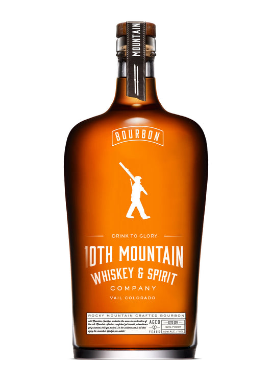 "10th Mountain Bourbon available at Sip N Burn Liquors, premium whiskey with rich flavor and smooth finish"