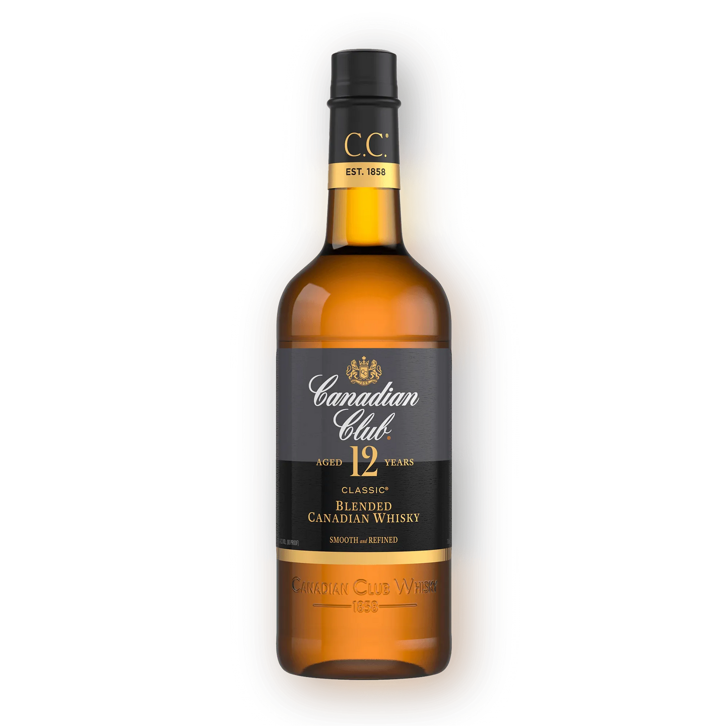 Canadian Club Whiskey 12 years bottle available at Sip N Burn Liquors, premium aged Canadian whiskey with rich flavor and smooth finish.