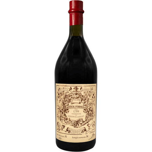 Carpano Antica Formula Vermouth 750ml bottle from Sip N Burn Liquors, premium dessert fortified wine from Italy, perfect for cocktails and sipping.