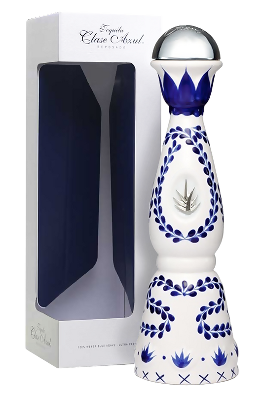 Clase Azul Reposado Tequila 750 ML bottle from Sip N Burn Liquors, showcasing its elegant ceramic design and rich amber color, perfect for sipping or mixing in cocktails.