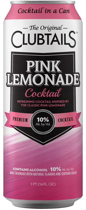 Clubtails Pink Lemonade - Refreshing canned cocktail available at Sip N Burn Liquors, perfect for summer gatherings and outdoor fun.