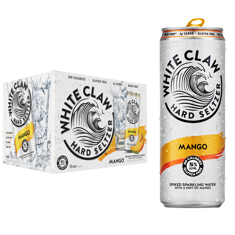 White Claw Mango 12oz - Refreshing hard seltzer from Sip N Burn Liquors, combining natural mango flavor with a crisp finish for the perfect summer drink.