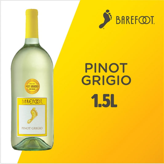 Barefoot Pinot Grigio 1.5L - Crisp and refreshing white wine available at Sip N Burn Liquors, perfect for any occasion.