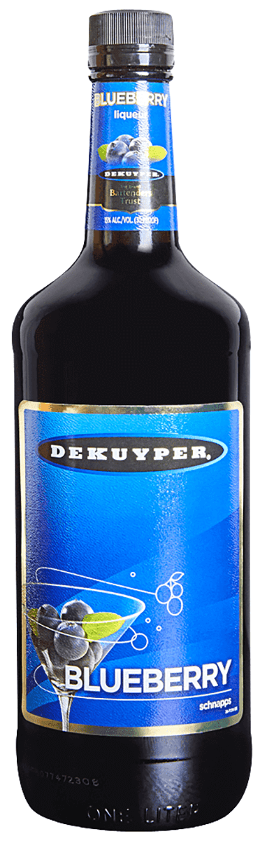 DeKuyper Blueberry Schnapps Liqueur 1L Bottle - Sip N Burn Liquors, premium blueberry-flavored liqueur for cocktails and desserts.