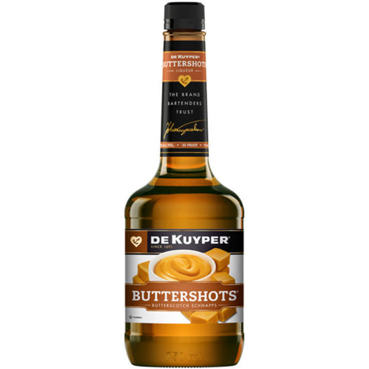 DeKuyper Buttershots Schnapps Liqueur 1L bottle available at Sip N Burn Liquors, perfect for cocktails and desserts.