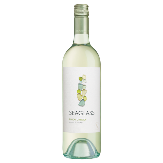 Seaglass Pinot Grigio wine bottles from Sip N Burn Liquors, showcasing a refreshing white wine with notes of bright citrus and crisp green apple.