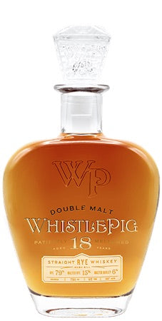 WhistlePig Rye Whiskey Double Malt 18 Year Old 750ml available at Sip N Burn Liquors, premium aged rye whiskey with rich flavors and aromas.