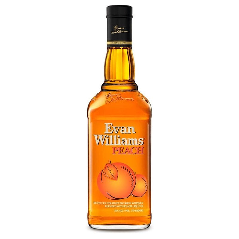 Evan Williams Peach Bourbon Whiskey 750ml bottle available at Sip N Burn Liquors, perfect for cocktails and sipping.