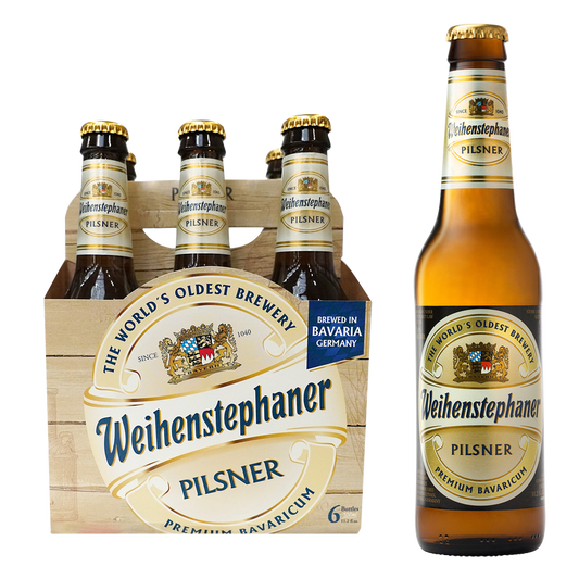 Weihenstephaner Pilsner 12oz Bottles from Sip N Burn Liquors, premium German beer offering refreshing taste and crisp finish.