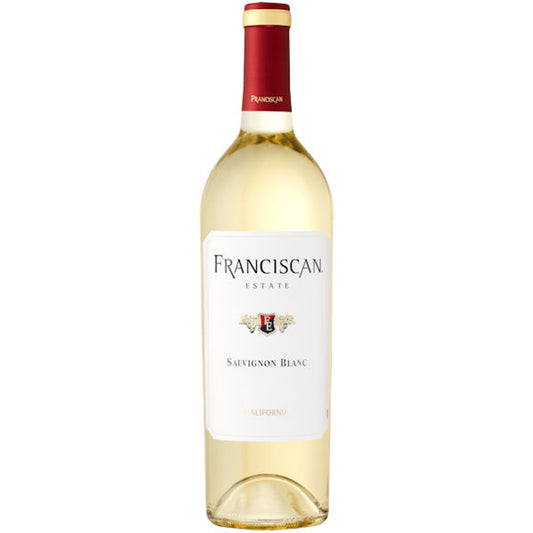 Franciscan Sauv Blanc wine bottle from Sip N Burn Liquors featuring a crisp and refreshing flavor profile.