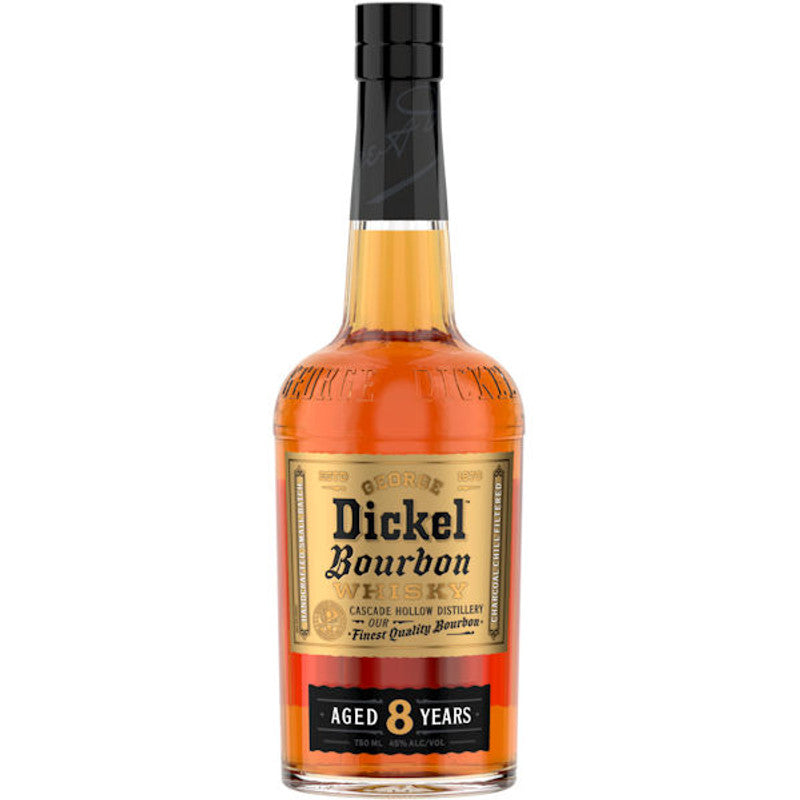 George Dickel 8 whiskey bottle available at Sip N Burn Liquors, featuring a rich amber color and iconic label. Perfect for whiskey enthusiasts and collectors.