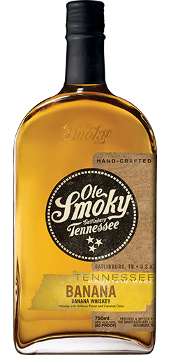 Ole Smoky Banana Whiskey from Sip N Burn Liquors - Unique flavored whiskey with a rich banana aroma and smooth finish. Perfect for cocktails and sipping.