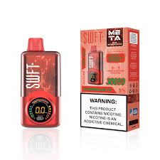 SWIFT META 30KPF strawmelon ice vape product available at Sip N Burn Liquors, featuring a refreshing blend of strawberry and watermelon flavors for a cool vaping experience.